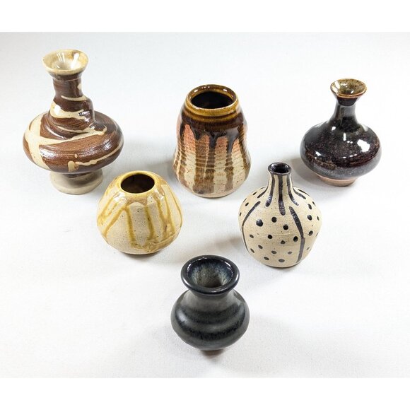 Set of 6 Handmade miniature art ceramic potion bottles, wheel thrown pottery - Picture 1 of 10
